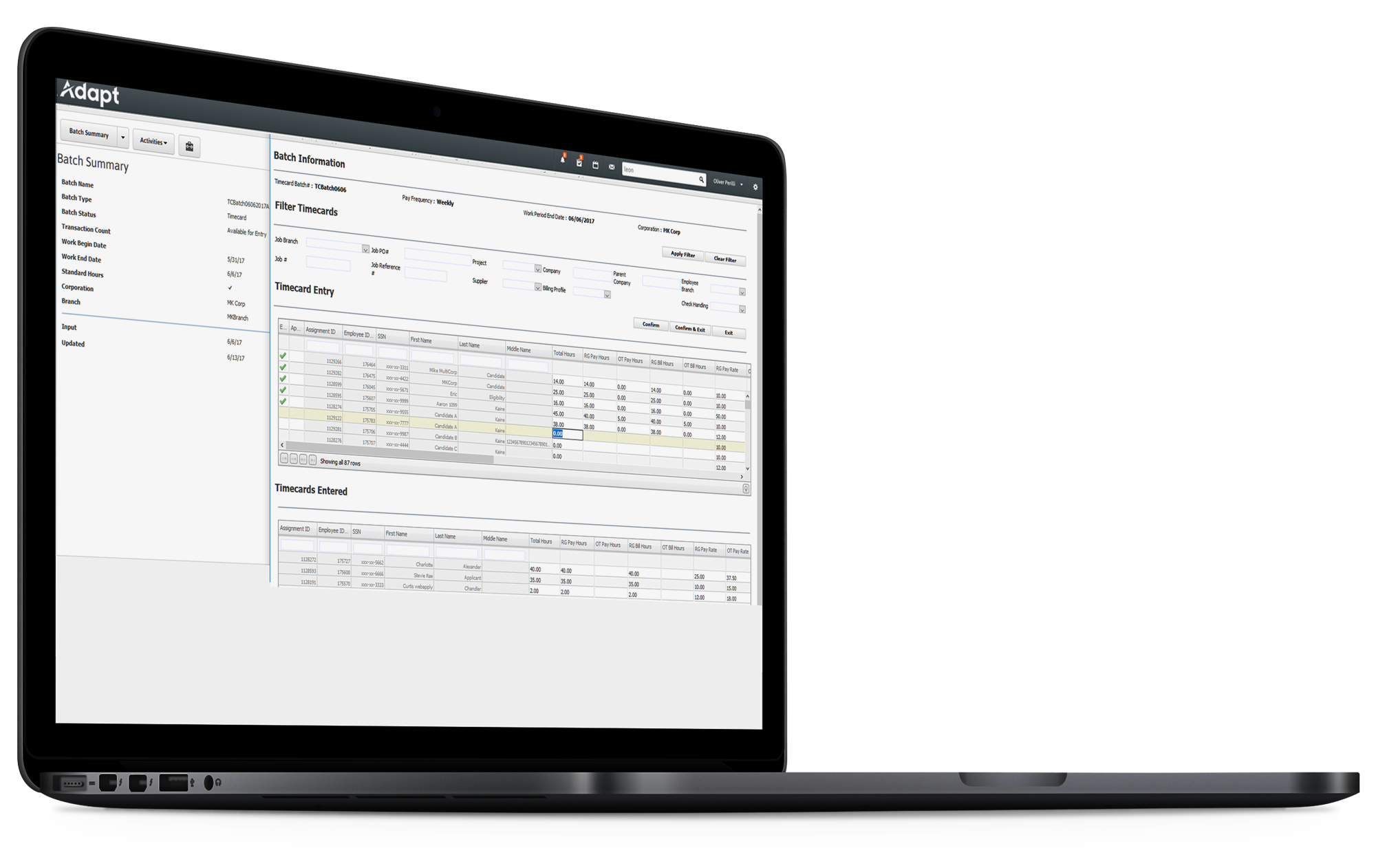 Payroll billing adapt s web based back office staffing software